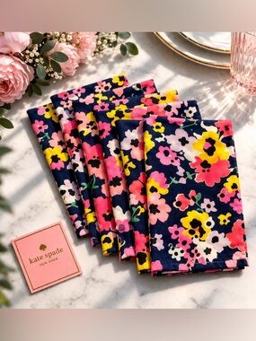 Kate Spade Wildflower Napkin Set of 6 Floral Table Linens